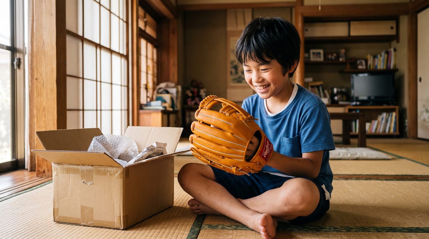 届いたごほうびを開ける子ども